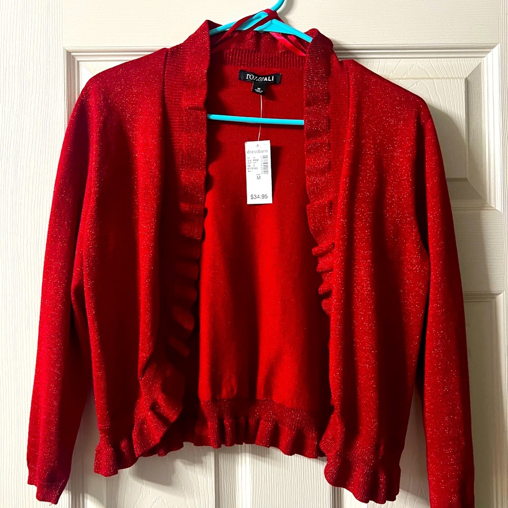 Roz & Ali red sweater cardigan